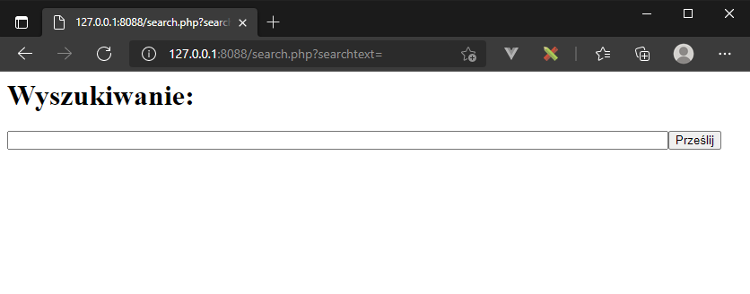 Okienko wyszukiwania w aplikacji internetowej