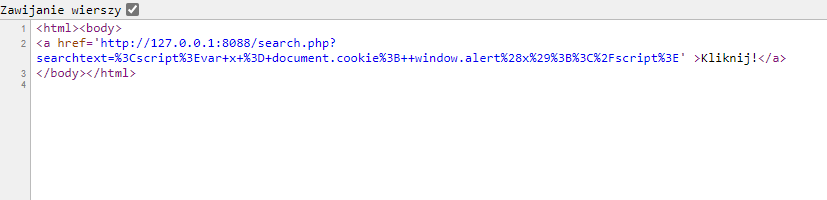 Fragment kodu html
