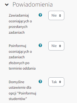 Ustawienia dotyczące powiadomień