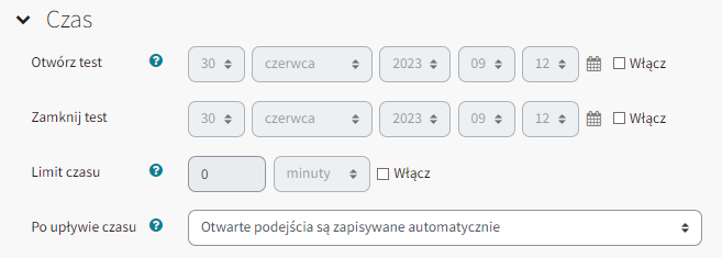 Ograniczenia czasowe testu