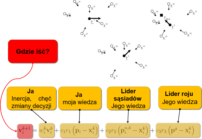 Wzór na obliczanie prędkości w PSO